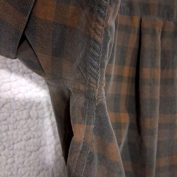 ROWM Men's Medium Shirt Button Down Long Sleeve 100% Cotton Corduroy Brown Plaid - Picture 13 of 16